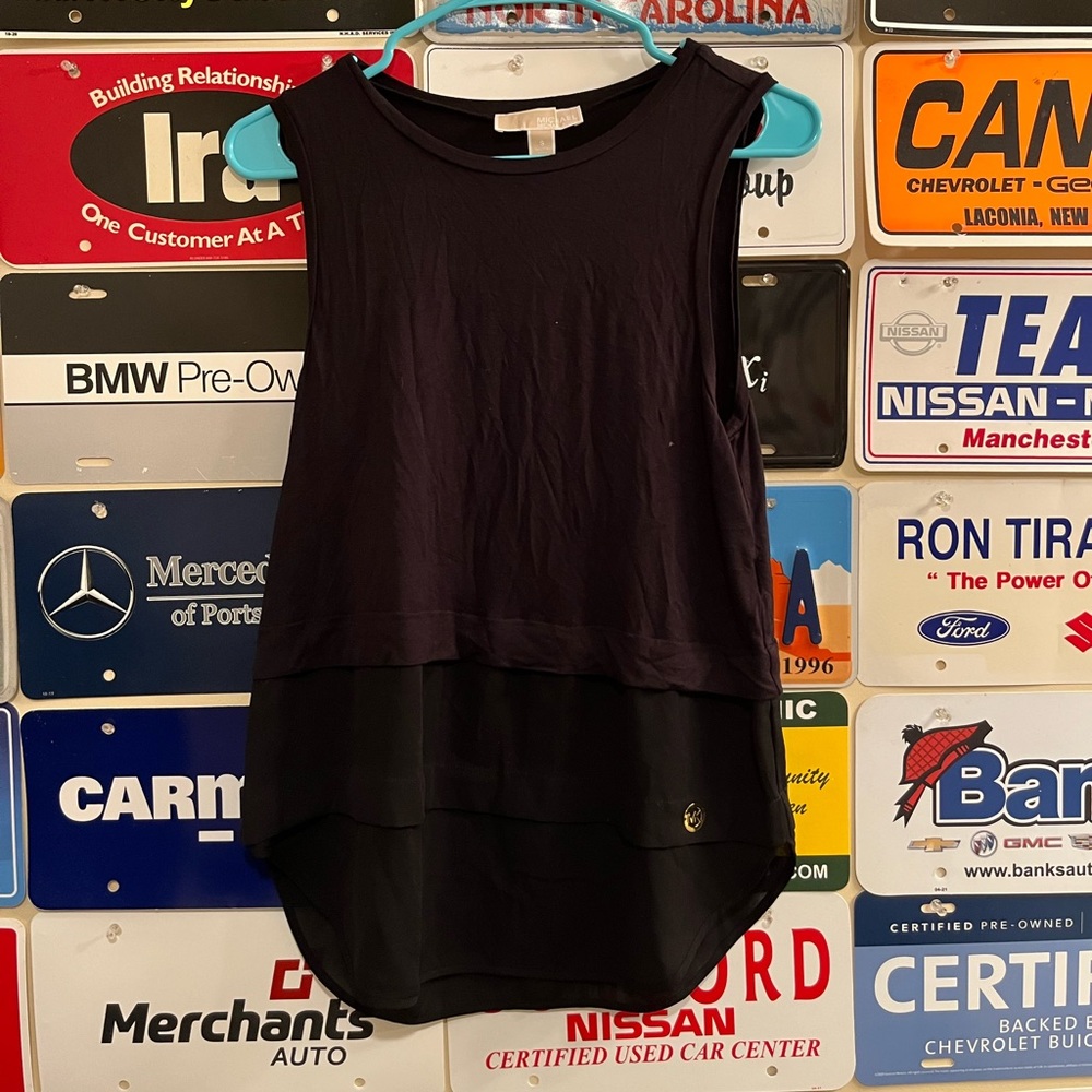 Michael Kors Tiered Tank Top- Black